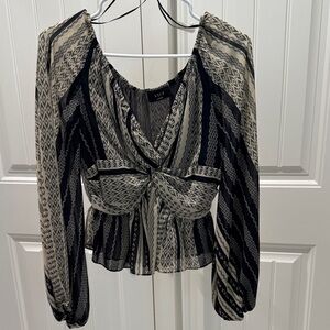 Vici Black and Cream Geometric Blouse